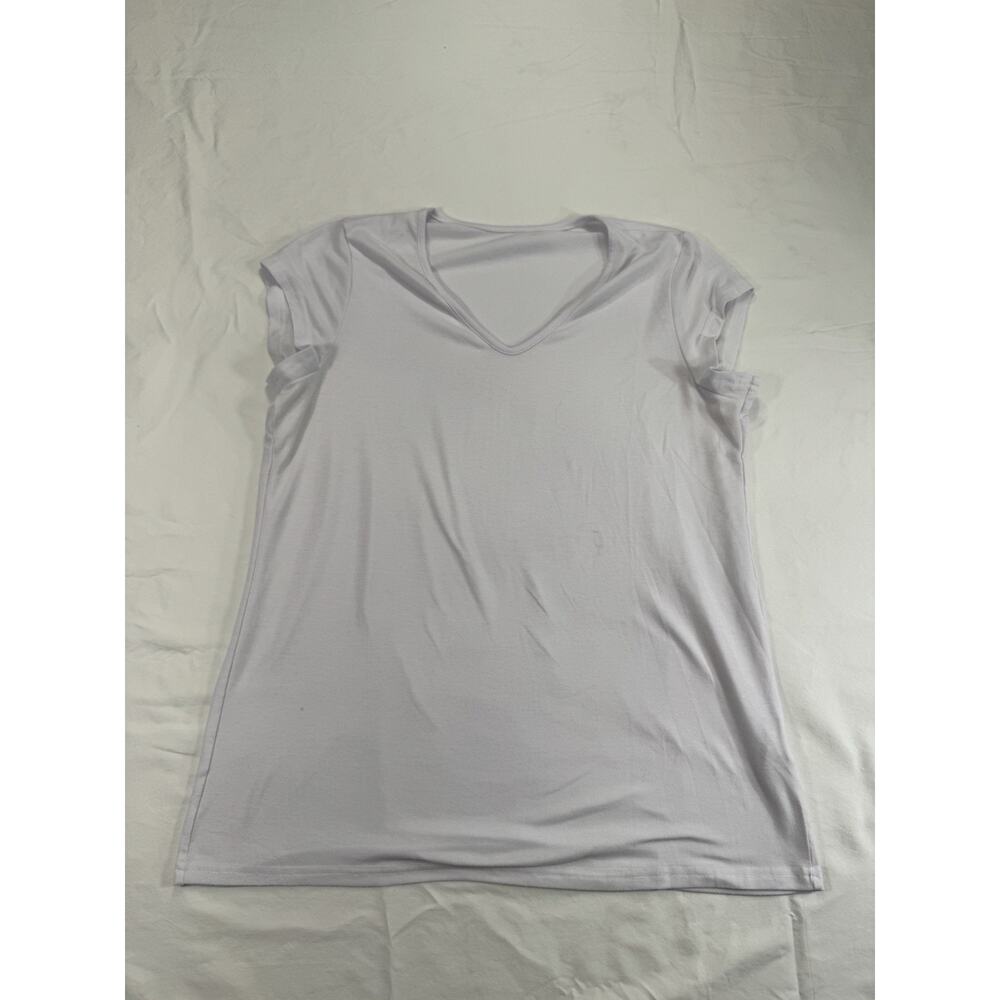 Classic Perfect Sleeve V Neck White T-Shirt Women's Size‎ Large